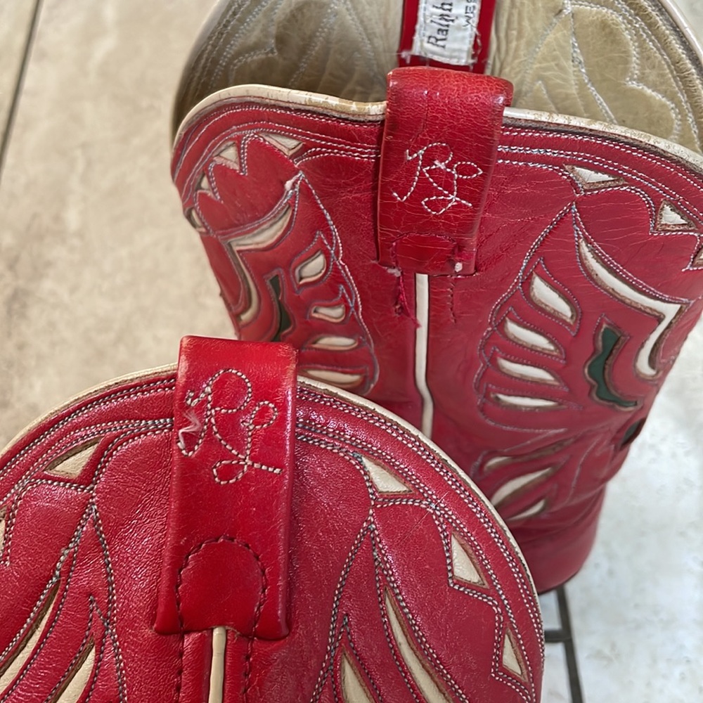 VTG Ralph Lauren Red Phoenix Bird Cowboy Boots Size 7 - Picture 5 of 12